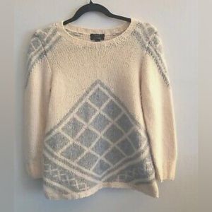 J.Crew hand knit tile cream/grey sweater cashmere, XS